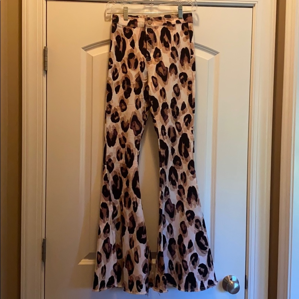 Cheetah jean bell bottoms